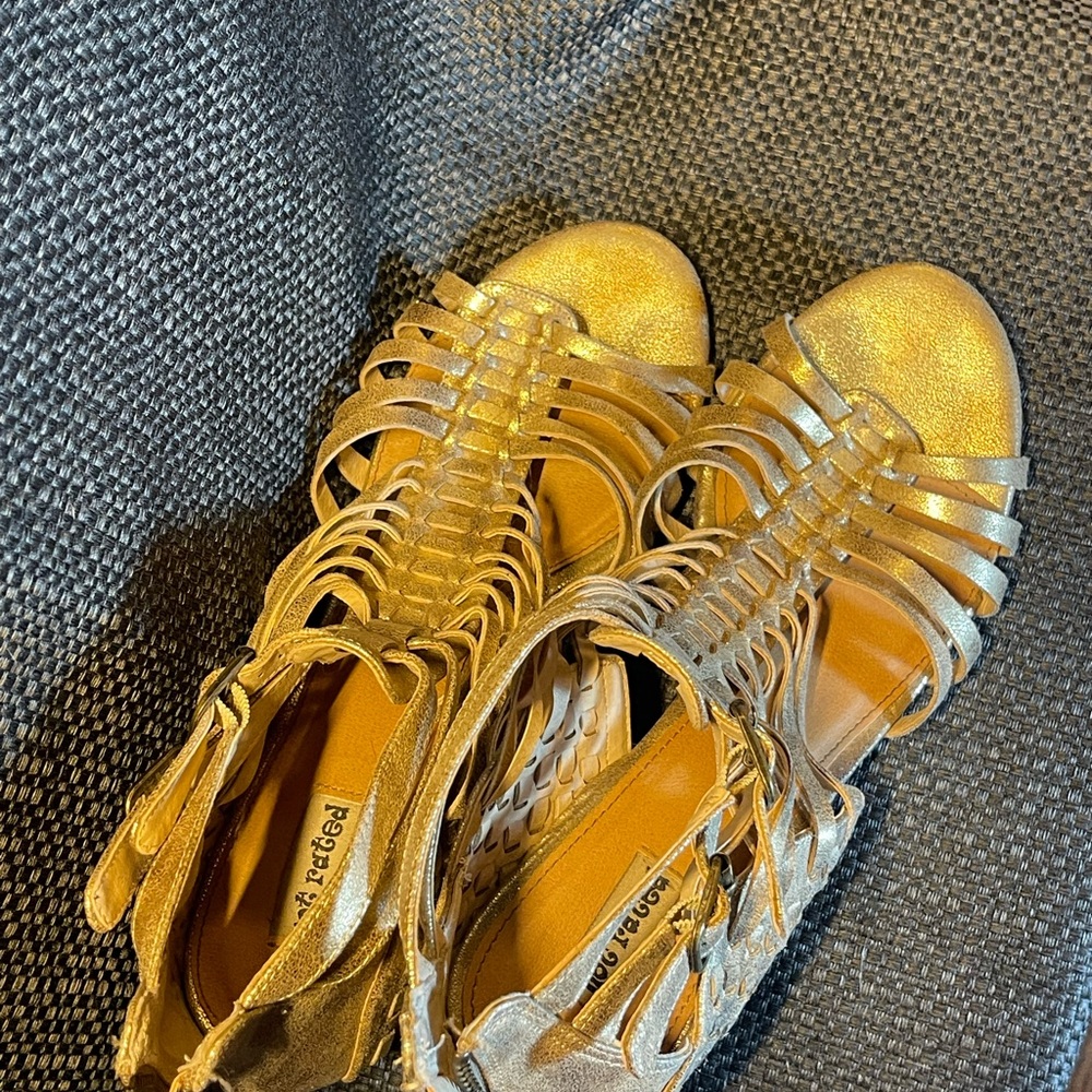 Gold Open Toe Booties - image 3